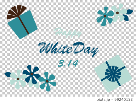 花とギフトボックスのホワイトデーイメージイラスト 99240158