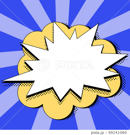 Comic Blank Speech Bubble With Copy Space Over Color Background Design. Empty Template In Explosion Framework Representing Fancy Add and Attractive Message. Comic Blank Speech Bubble With Copy Space Over Color Background Design. Empty Template In Explosion Framework Representing Fancy Add and Attractive Message. 99241060