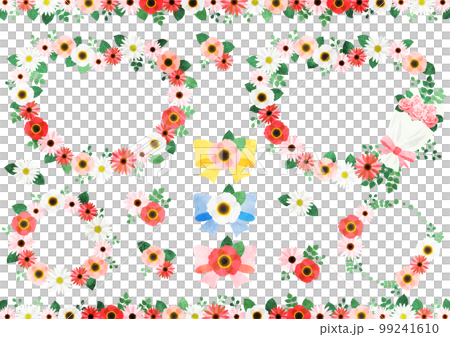 Watercolor style spring flower wreath frame set Watercolor style spring flower wreath frame set 99241610