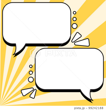 Comic Speech Bubble With Copy Space And Colorful Doodles. Design Of Empty Template In Explosion Framework Representing Social Media Messaging And Connecting. 99242188
