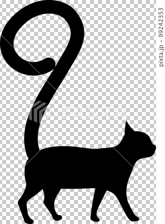 Silhouette of a cat with the number "9" on its tail 99242353
