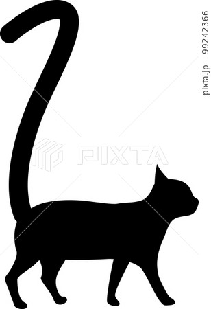 しっぽが数字「1」になっている猫のシルエット 99242366