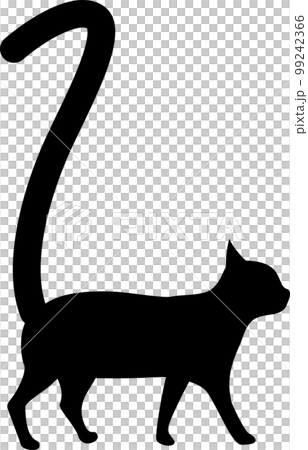 しっぽが数字「1」になっている猫のシルエット 99242366