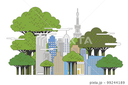 緑の美しい都会と暮らしの風景 99244189