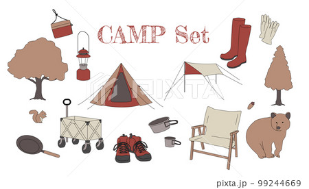 キャンプのイラストセット 99244669