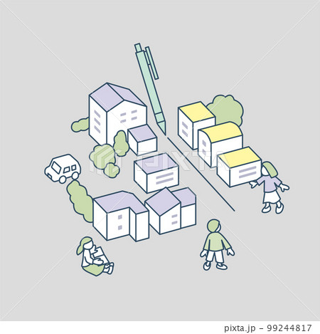 境界線を引く。 人と人の距離感を考えるのイラスト素材 [99244817] - PIXTA
