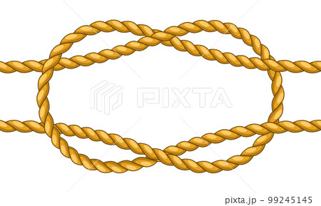 Illustration of jute rope knot. Nautical, fishing and decorative node. 99245145