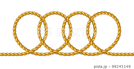 Illustration of jute rope knot. Nautical, fishing and decorative node. 99245149