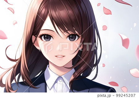 舞い散る桜の花びらとスーツ姿の女性 リクルート 舞い散る桜の花びらとスーツ姿の女性 リクルート 99245207