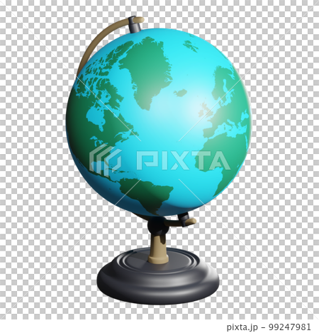 3D rendering of school globe on wooden stand. Studying geography of countries and continents at school and institution. Realistic PNG illustration isolated on transparent background 3D rendering of school globe on wooden stand. Studying geography of countries and continents at school and institution. Realistic PNG illustration isolated on transparent background 99247981