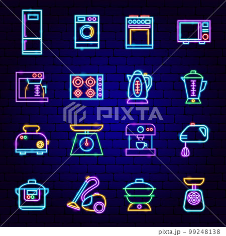 Household Appliances Neon Icons Set 99248138