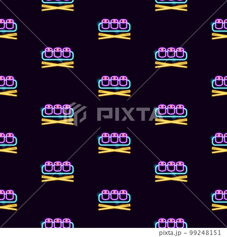 Japanese Sushi Neon Seamless Pattern 99248151