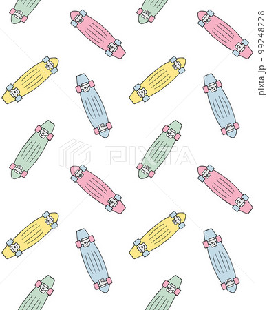 Vector seamless pattern of cruiser skateboard 99248228