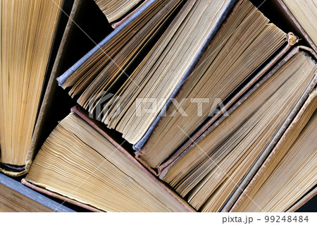 Old hardcover books or textbooks. Top view Old hardcover books or textbooks. Top view 99248484