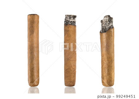 Set of cuban cigars, on a white isolated background Set of cuban cigars, on a white isolated background 99249451