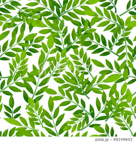 Green seamless pattern leafs on white background. 99249602