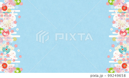 背景（和の春空）-雲桜の模様5-3 99249658