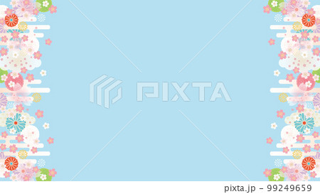 背景（和の春空）-雲桜の模様5-3ベク 99249659