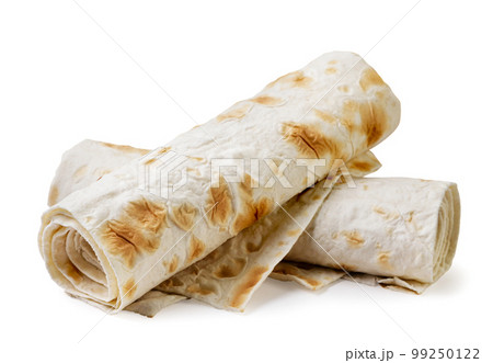 Thin lavash on a white background. Isolated 99250122