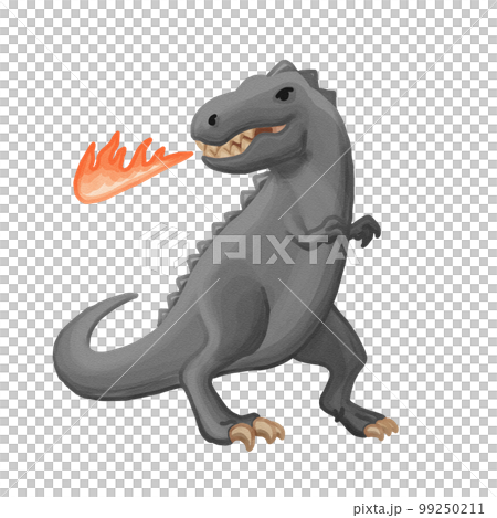 火を吐く怪獣の水彩画風イラスト(黒色) 火を吐く怪獣の水彩画風イラスト(黒色) 99250211