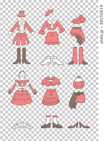 赤のアイドル衣装のイラストセットのイラスト素材 [99250619] - PIXTA