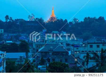 The Shwedagon pagoda of Tachileik border of Myanmar close to Chiang Rai the northern province in Thailand. The Shwedagon pagoda of Tachileik border of Myanmar close to Chiang Rai the northern province in Thailand. 99251175