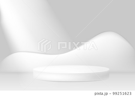 White 3d round podium vector illustration. Stage background. Round pedestal. Stage podium with lighting, Stage Podium Scene White 3d round podium vector illustration. Stage background. Round pedestal. Stage podium with lighting, Stage Podium Scene 99251623
