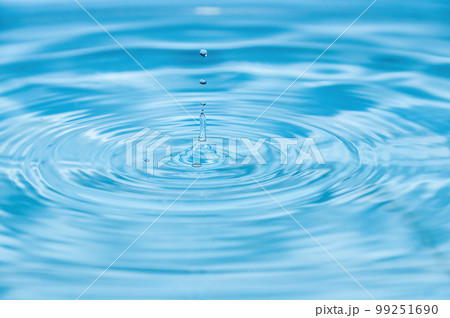 Blue water drop falling down. Global water problem 99251690