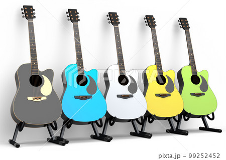 Set of acoustic guitar isolated on white background. 99252452