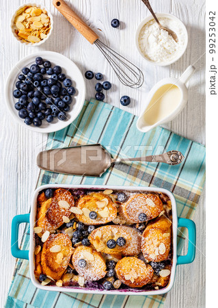 Blueberry Almond Mascarpone French Toast, top view 99253042