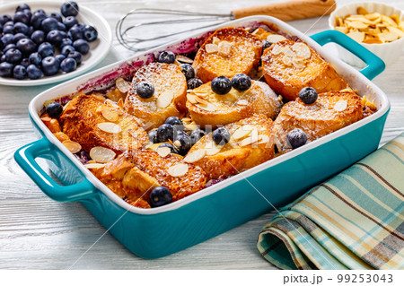 Blueberry Almond Mascarpone French Toast, top view 99253043
