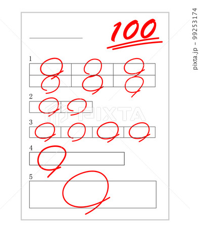100点満点のテスト用紙のイラスト素材 [99253174] - PIXTA