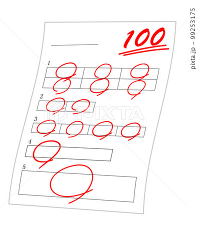 100点満点のテスト用紙のイラスト素材 [99253175] - PIXTA