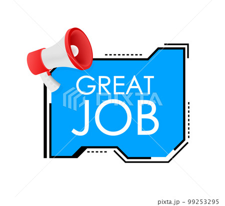 Hand Holding Megaphone with Great job. Megaphone banner. Web design. 99253295