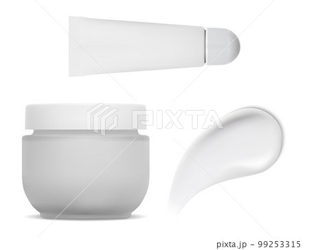 Cosmetic set of cream jar, moisture texture, serum tube Cosmetic set of cream jar, moisture texture, serum tube 99253315