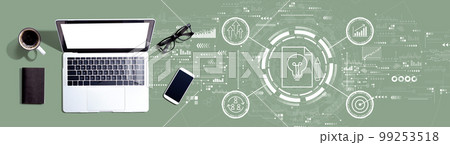 Idea of success theme with a laptop computer Idea of success theme with a laptop computer 99253518