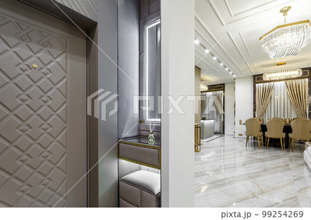 Living room in rich modern home with italian marble floor 99254269