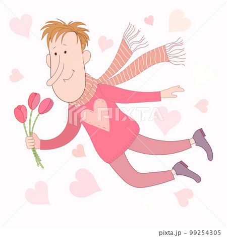 Young smiling man cartoon 99254305