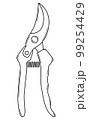 Hand drawn pruner for pruning branches. Gardening tool. Outline. Sketch. Vector. 99254429