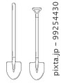 Hand drawn set of two garden shovels. Gardening tools. Outline. Sketch. Vector 99254430
