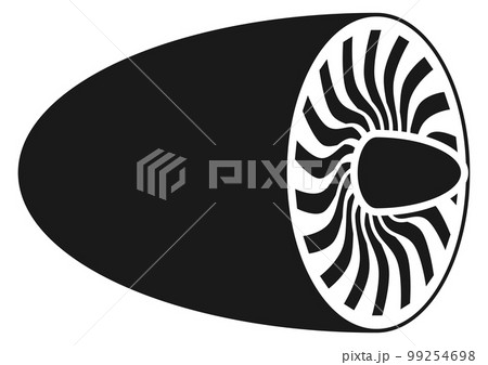 Aircraft turbine icon. Rotating engine black blades 99254698
