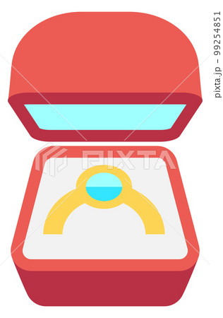 Velvet box with diamond ring. Engagement symbol. Proposal icon 99254851