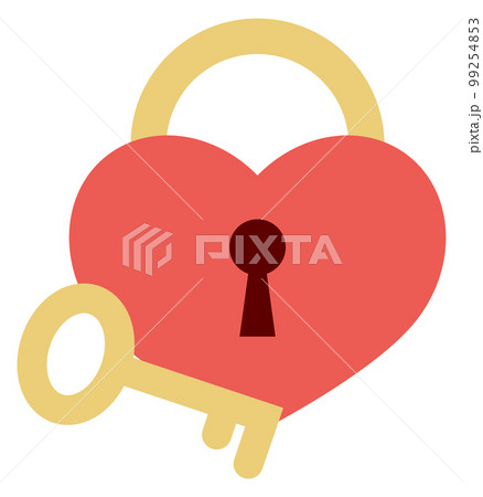 Heart with key hole. Locked love color symbol 99254853