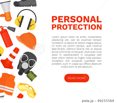 Safety Equipment Web Banner Design with Personal Protection Gear Vector Template Safety Equipment Web Banner Design with Personal Protection Gear Vector Template 99255569