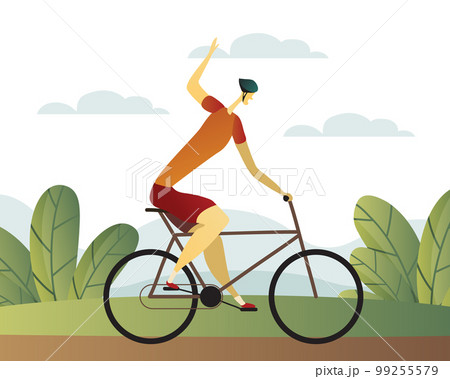 Man Character Riding Bicycle Enjoying Vacation or Weekend Activity Vector Illustration Man Character Riding Bicycle Enjoying Vacation or Weekend Activity Vector Illustration 99255579