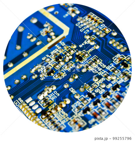 Hi-tech electronic circuit board isolated on white background Hi-tech electronic circuit board isolated on white background 99255796