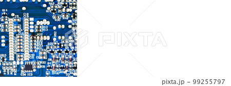 Hi-tech electronic circuit board detail background shot, banner mock up poster desing Hi-tech electronic circuit board detail background shot, banner mock up poster desing 99255797