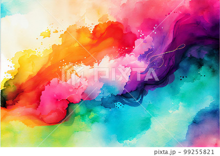 Rainbow illustration of galaxy fantasy background and pastel color.The unicorn in pastel sky with rainbow. Pastel clouds and sky with bokeh . Cute bright candy background . 99255821