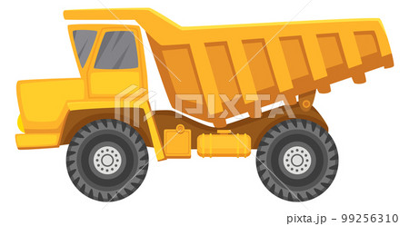Dump truck cartoon icon. Industrial vehicle side view 99256310