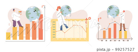 Global warming concept. Scientist studies rising temperatures on planet Earth, environmental tests 99257527
